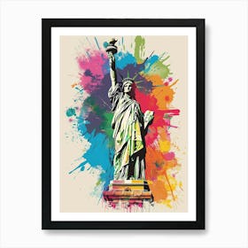 Statue Of Liberty New York Colourful Silkscreen Illustration 3 Art Print