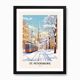 Vintage Winter Travel Poster St Petersburg Russia 2 Art Print