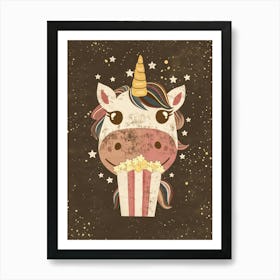 Unicorn Eating Popcorn Mustard Muted Pastels 1 Art Print