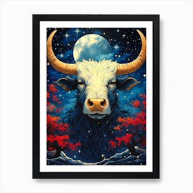 Bull At Night Art Print
