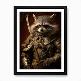 Vintage Portrait Of A Cozumel Raccoon Dressed As A Knight 3 Art Print