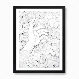 Line Art Inspired By The Creation Of Adam 3 Art Print