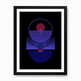 Deep Water Black Purple Geometric Abstract Art Print