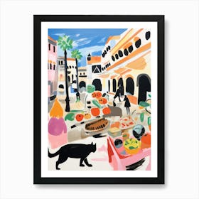 The Food Market In Rome 3 Illustration Art Print