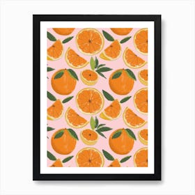 Juicy Oranges Pink Art Print