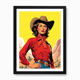 Retro Cowgirl Art Print