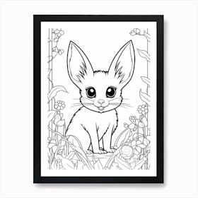 Line Art Jungle Animal Bushbaby 4 Art Print