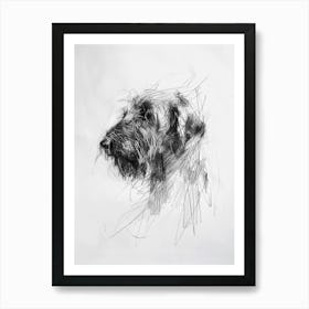 Briard Dog Charcoal Line 2 Art Print