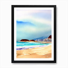 Amadores Beach 4, Gran Canaria, Spain Watercolour Art Print