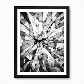 Shattered Illusions Abstract Black And White 1 Art Print