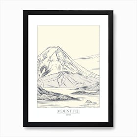 Mount Fuji Japan Line Drawing 7 Poster Art Print