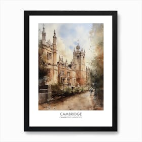 Cambridge University 5 Watercolor Travel Poster Art Print