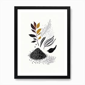 Black Pepper Spices And Herbs Minimal Line Drawing 1 Art Print