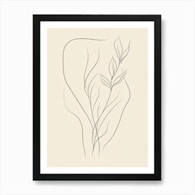 Drawing Of A Woman With Leaves Art Print