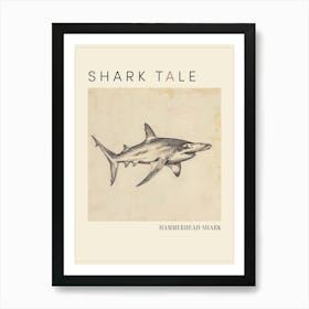 Vintage Hammerhead Shark Illustration 3 Poster Art Print