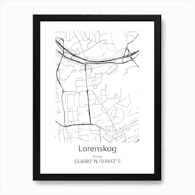 Lorenskog,Norway Minimalist Map Art Print