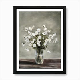 White Flowers In A Vase 1 Art Print