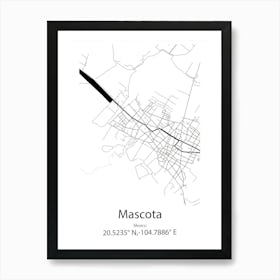 Mascota,Mexico Minimalist Map Poster