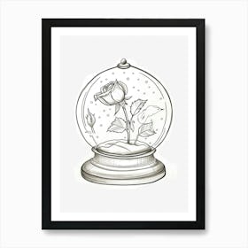 English Rose In A Globe Line Drawing 4 Art Print