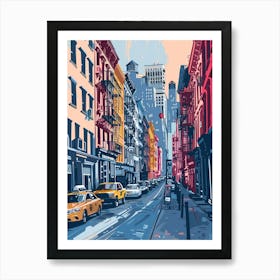 Soho District New York Colourful Silkscreen Illustration 3 Art Print