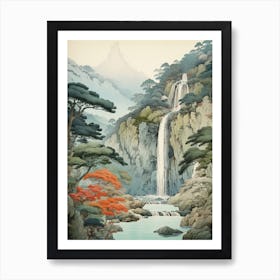 Nachi Falls In Wakayama, Ukiyo E Drawing 3 Art Print