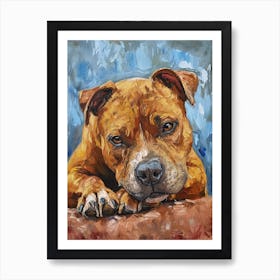 Staffordshire Bull Terrier Acrylic Painting 3 Art Print