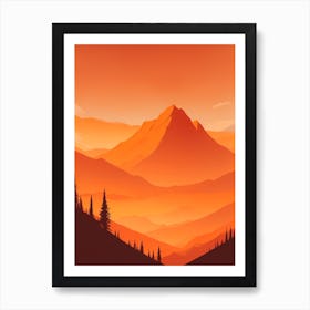 Misty Mountains Vertical Background In Orange Tone Art Print