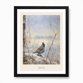 Vintage Winter Animal Painting Poster Grouse 1 Art Print