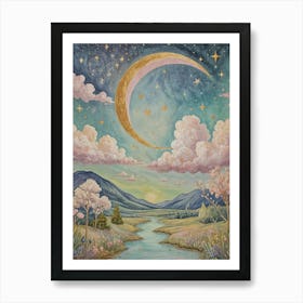 Whimsical Moon Art Print