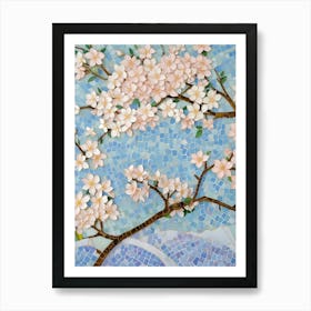 Cherry Blossoms In Mosaic Art Print