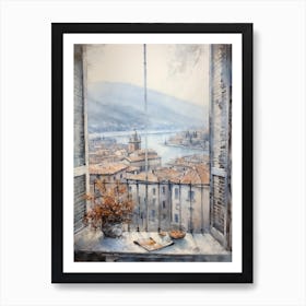 Winter Cityscape Lake Como Italy 4 Art Print
