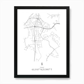 Ii,Finland Minimalist Map Art Print