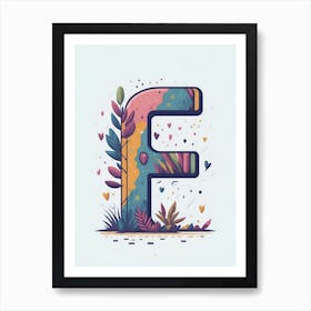 Colorful Letter F Illustration 30 Art Print