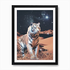 Cosmic tiger portrait in the glittering desert 2 Art Print