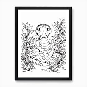 Line Art Jungle Animal Anaconda 2 Art Print