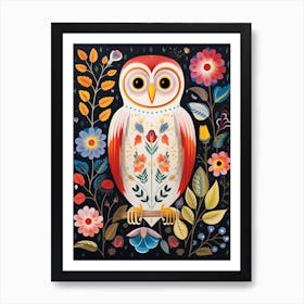 Scandinavian Bird Illustration Barn Owl 2 Art Print