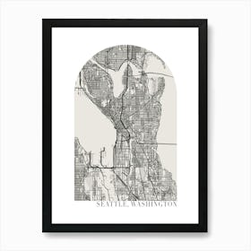 Seattle Washington Boho Minimal Arch Street Map Art Print