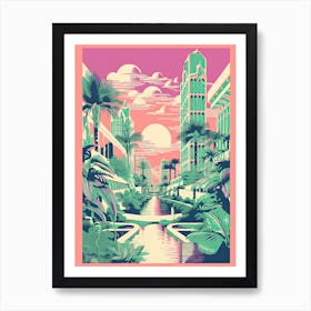 Miami In Risograph Style 1 Art Print