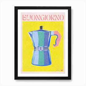 Retro Italian Coffee Maker - Buongiorno Art Print