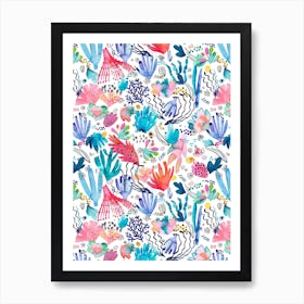 Watercolor Coral Reef Multicolored Art Print