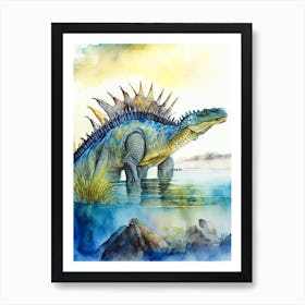 Scelidosaurus Watercolour Dinosaur Art Print