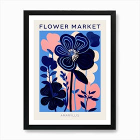 Blue Flower Market Poster Amaryllis 2 Art Print