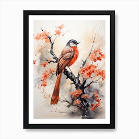 Phoenix, Japanese Brush Painting, Ukiyo E, Minimal 3 Art Print