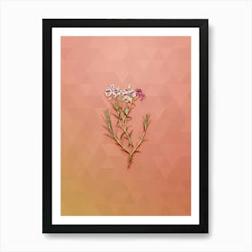 Vintage Shewy Phlox Flower Branch Botanical Art on Peach Pink n.0137 Art Print