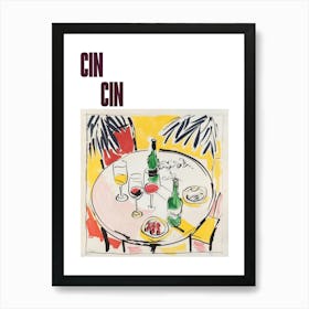 Cin Cin Poster Wine Lunch Matisse Style 1 Art Print