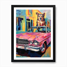 Chevrolet Chevelle Vintage Car With A Dog, Matisse Style Painting 1 Art Print