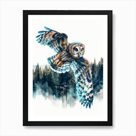 Owl In Flight 7 Art Print