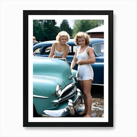 50's Era Community Car Wash Reimagined - Hall-O-Gram Creations 16 Art Print