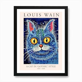 Louis Wain, A Cat In Gothic Style, Blue Cat Poster 5 Art Print