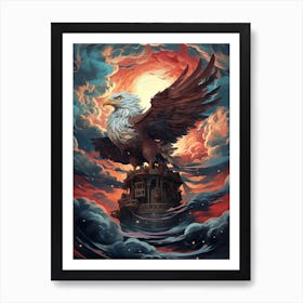 Eagle On A Ship Art Print